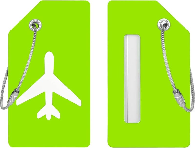 JOIKIT 2 Pack Silicone Luggage Tag for Suitcases with Stainless Loop with Name ID Card Perfect to Quickly Spot Baggage Handbag Luggage Travel Suitcase (Green) - Image 2